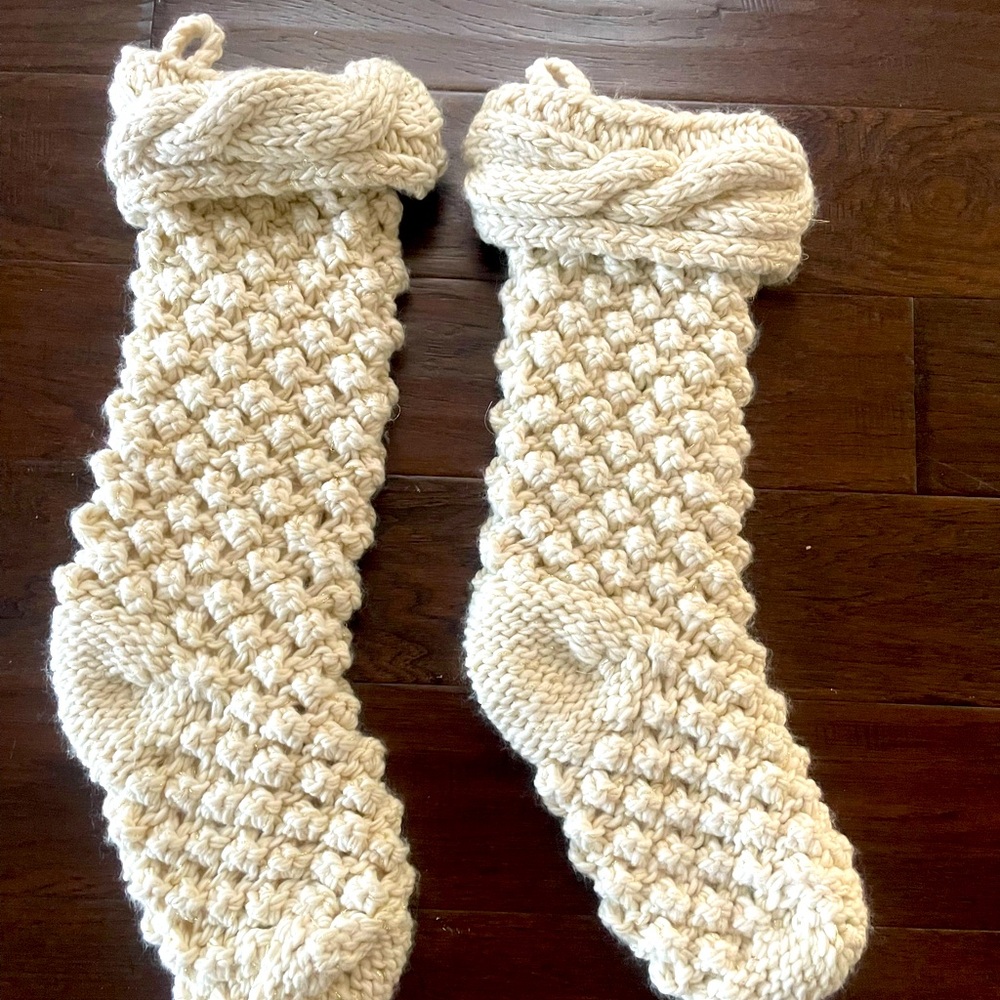 Anthropologie Christmas stockings - Crème with gold specks